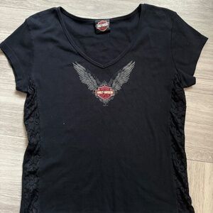 Harley Davidson Black Shirt with Lace on the sides **Like New**